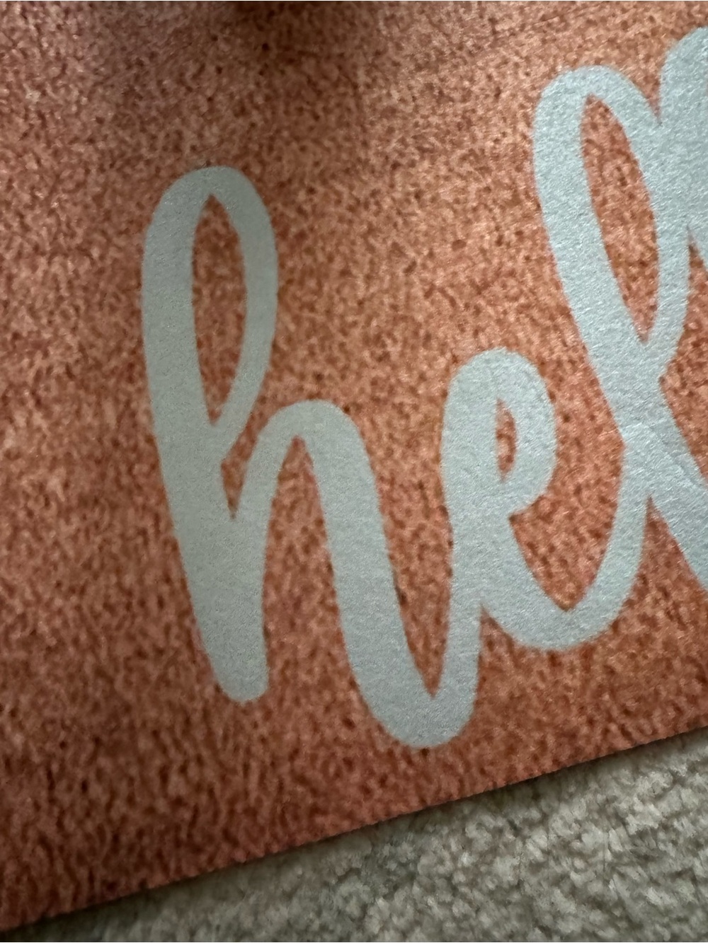 Hello Script Mat in Rust and White - Picture 2 of 3